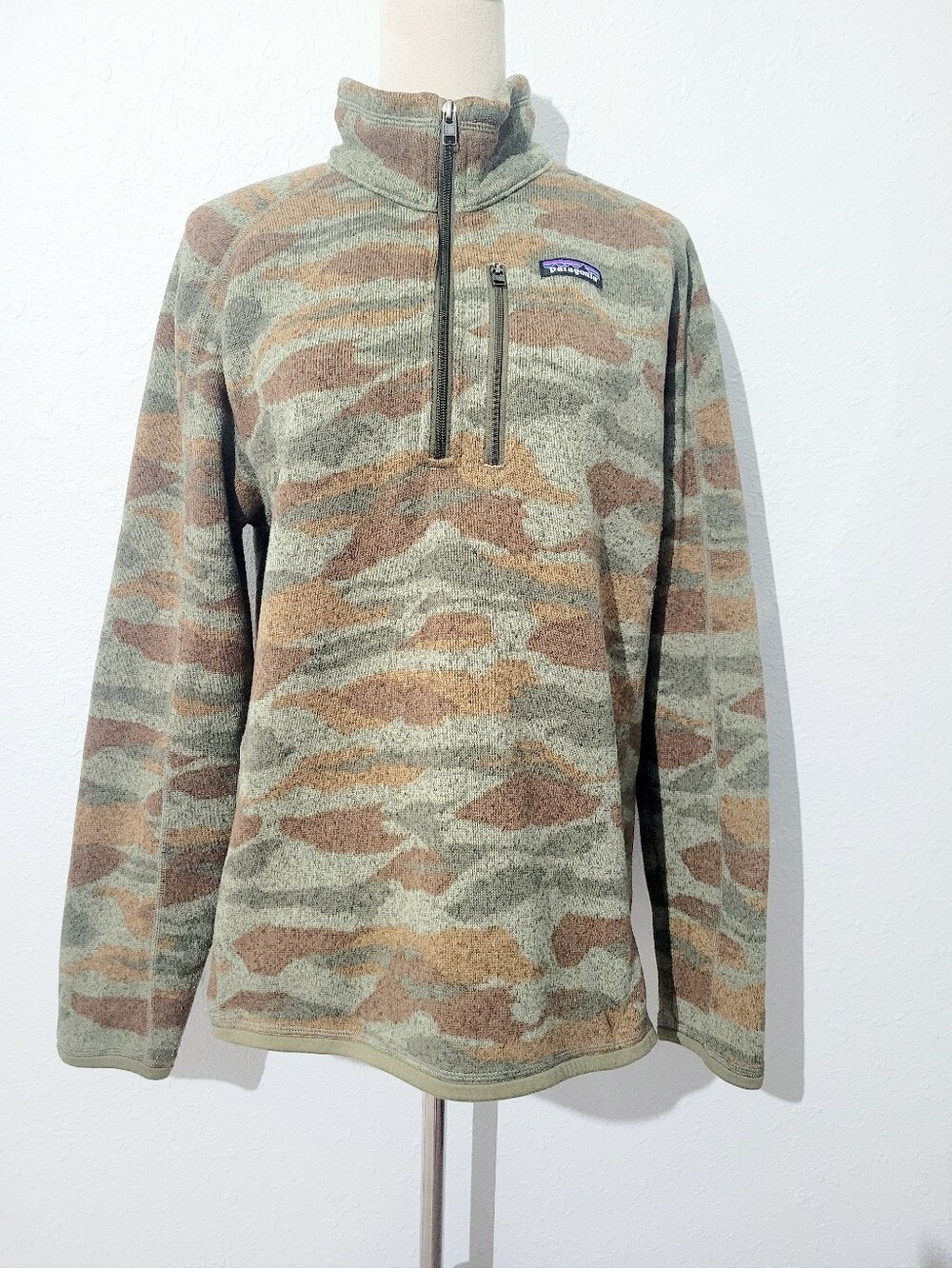 Patagonia Better Sweater 1/4 Zip Fleece Pullover Camo Green Brown Women's Medium - Picture 2 of 13